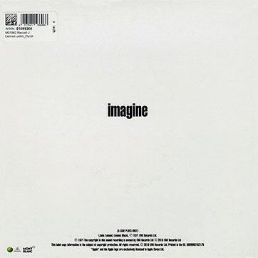 John Lennon - Imagine (Apple/Parlophone/Montblanc 5099963102178) − sleeve, back side