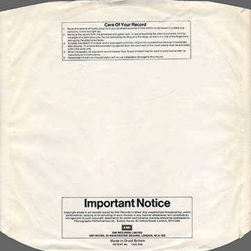 Ringo Starr - BEAUCOUPS OF BLUES (Apple PAS 10002) - factory inner sleeve, back side