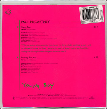 Paul McCartney - Young Boy (Parlophone RP 6462) UK picture single − sleeve and picture disc in plastic bag, back side