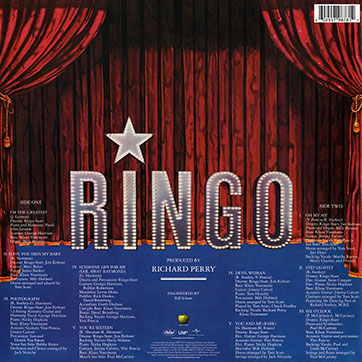 Ringo Starr - RINGO (Capitol Records 00602557987812) – gatefold cover, back side