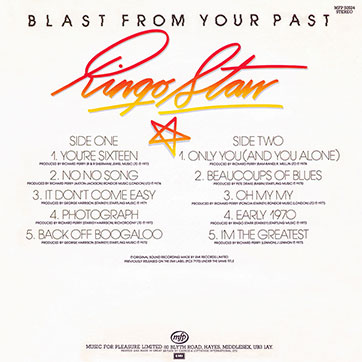 Ringo Starr - BLAST FROM YOUR PAST (Music For Pleasure MFP 50524) – cover, back side