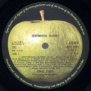 Ringo Starr - SENTIMENTAL JOURNEY (Apple PCS 7101) – label (var. light green apple), side 1 (var. A and var. B)