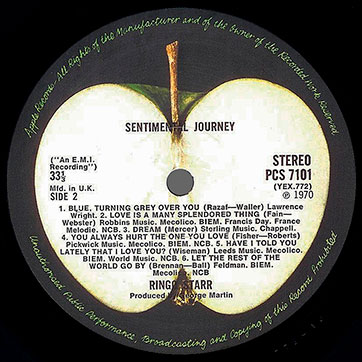 Ringo Starr - SENTIMENTAL JOURNEY (Apple PCS 7101) – label (var. light green apple), side 2 (var. A)