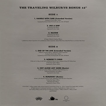 The Traveling Wilburys Collection (Concord Bicycle Music CRE-39517-01), The Traveling Wilburys Bonus 12 inch EP – inner, back side
