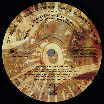 The Traveling Wilburys Collection (Concord Bicycle Music CRE-39517-01), Traveling Wilburys Volume 3 – label, side 1