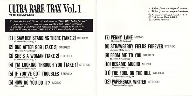 The Beatles - Ultra Rare Trax Vol.1 (The Swingin' Pig TSP-CD-001) − artwork