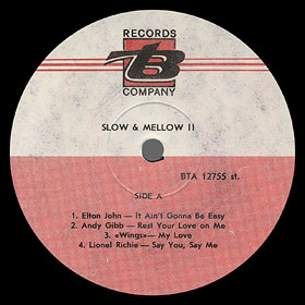 The side 1 of the label for another LP from SLOW & MELLOW series