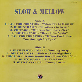 The back side of the sleeve for another LP from SLOW & MELLOW series