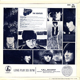 RUBBER SOUL LP by Parlophone – sleeve, back side