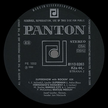 Josef Laufer & GOLEM band – SUPER SHOW WITH ROCKIN' JOE (Panton 8113 0263) – label (var. black-5), side 2