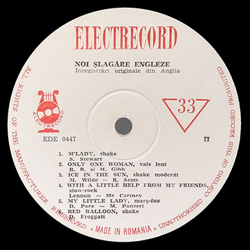 Unknown artist – Noi Șlagǎre Engleze or Hit Parade 2 (Electrecord EDE 0447) – label (var. light pink-1), side 2