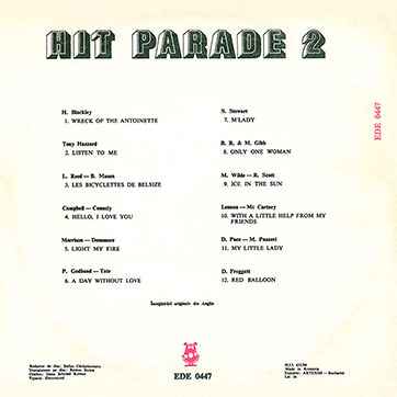 Unknown artist – Noi Șlagǎre Engleze or Hit Parade 2 (Electrecord EDE 0447) - sleeve (var. 2), back side