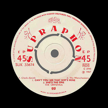 Ya. Nevrkla and Ya. Yarosil, choir and The Crystals instrumental group – THE CRYSTALS (Supraphon СУК 33674 (SUK 33674)) – label (var. light pink-2), side 2