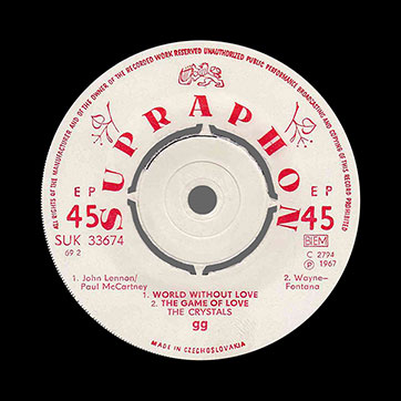 Ya. Nevrkla and Ya. Yarosil, choir and The Crystals instrumental group – THE CRYSTALS (Supraphon СУК 33674 (SUK 33674)) – label (var. light pink-5), side 1