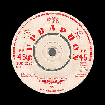 Ya. Nevrkla and Ya. Yarosil, choir and The Crystals instrumental group – THE CRYSTALS (Supraphon СУК 33674 (SUK 33674)) – label (var. light pink-4), side 1