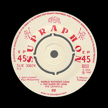 Ya. Nevrkla and Ya. Yarosil, choir and The Crystals instrumental group – THE CRYSTALS (Supraphon СУК 33674 (SUK 33674)) – label (var. light pink-6), side 1