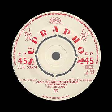 Ya. Nevrkla and Ya. Yarosil, choir and The Crystals instrumental group – THE CRYSTALS (Supraphon СУК 33674 (SUK 33674)) – label (var. light pink-6), side 2