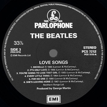 The Beatles - LOVE SONGS 2LP (Parlophone PCSP 721) – label of record 2, side 1