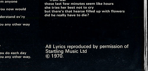 Ringo Starr - BEAUCOUPS OF BLUES (Apple PAS 10002) - gatefold cover (var. 2), back side (fragment)