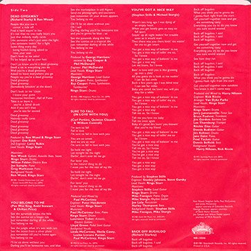 Ringo Starr - STOP AND SMELL THE ROSES (The Boardwalk Entertainment Co NBI 33246) - inner sleeve, back side